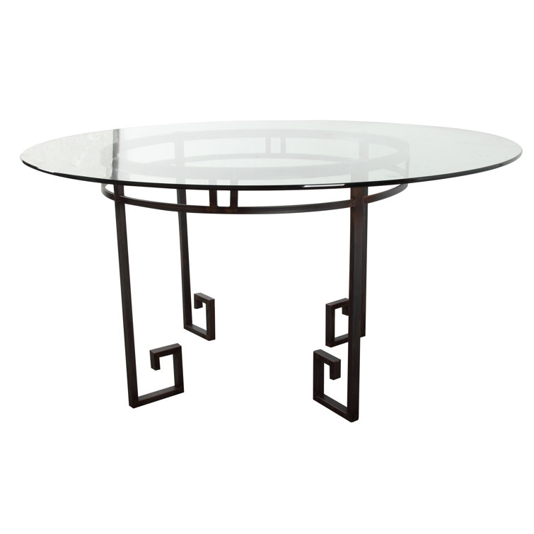 Everly Quinn Round Glass Top Metal Base Dining Table Wayfair Canada